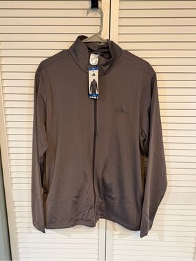 adidas Men's Gray Full-Zip Performance Track Jacket